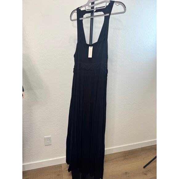 Maeve Womens Size XL Black Flowey Maxi Jersey Dress NEW Tiered Lined - Picture 1 of 8